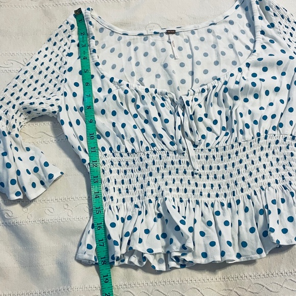 Free People Polka Dot Milkmaid Crop Top Small Cottagecore Boho Peasant Fairy - Picture 12 of 12